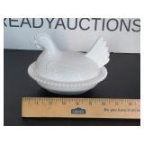 Vintage Indiana Milk Glass Hen on a Nest
