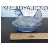 Vintage Indiana Glass Blue Hen on a Nest