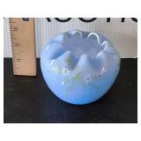 Victorian Blue Satin Glass Bowl