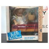 Julie in Her Wooden Wagon Doll