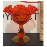 Fenton Amberina Ruffled Pedestal Compote