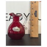 Rainbow Art Glass Ruby Red Hand Blown Pitcher