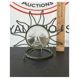 Vintage Metal and Glass Sun Face Candle Holder