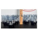 Libbey Blue Owl Moon Tulip Glasses