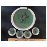 Vintage Stieff Pewter Serving Tray and Coasters