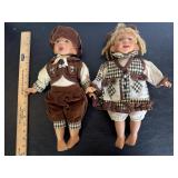 Vintage Porcelain Boy and Girl Dolls
