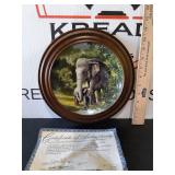 Asian Elephant Collectors Plate with Frame