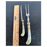 Floraine Porcelain-Handled  Carving Fork and Knife