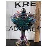 Indiana Carnival Glass Covered Compote