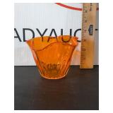Vintage Amberina Glass Fuffled Bowl