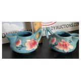 Roseville Pink Magnolia Creamers