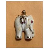 14K Gold and Gemstones Elephant Pendant