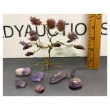 Amethyst and Wire Tree with Polished Stones