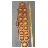 Vintage Hand Carved Wooden Sunka Game Board