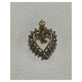 10K Gold Diamond Heart Pendant