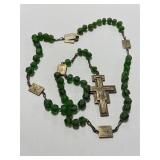 Vintage Green Glass Bead Rosary