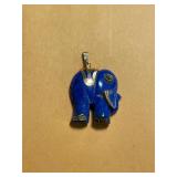 14K Gold Blue Lapis Lazuli Elephant Pendant