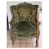 Victorian Era Tufted Green Velvet Arm Chair