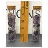 Glass Vials with Polished Amethyst