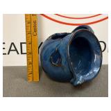 Hand-Thrown Blue Glazed Ceramic Candle Holder