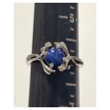 Size 6 14K White Gold Blue Star Sapphire Ring