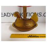 Vintage Amber Indiana Glass Hen on a Nest