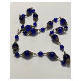 Art Deco Cobalt Glass Beaded Necklace