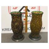 Glass Mosaic Hurricane Candle Holders