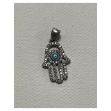 Sterling Hamsa Hand Pendant