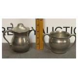 Pewter Creamer and Sugar Bowl