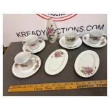 Vintage Porcelain Pink Rose Set