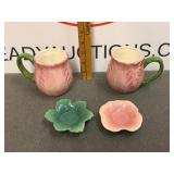 Gains Painted Tulip Mugs with Spoon Rests