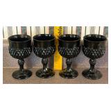 Vintage Indiana Black Glass Goblets