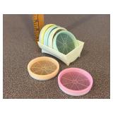 Vintage Tupperware Wagon Wheel Coaster Set