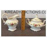 Johann Haviland Moss Rose Creamer and Sugar Bowl