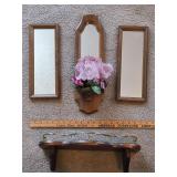 Wooden Framed Mirrors with Plate Rail Shelf