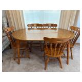 Wooden Dining Room Table with 5 Chairs