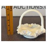 Vintage Fenton Hobnail White Milk Glass Basket