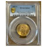1886 S 5$ PCGS MS64 Gold Coin