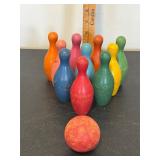 Kids Vintage Wooden Bowling Set
