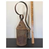 Vintage Pierced Tin Electric Lantern