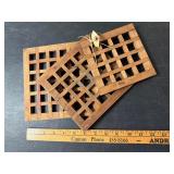 Vintage Danish Teak Lattice Trivets