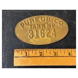 Pure Oil Co Brass Tank Tag