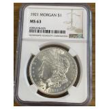 1921 NGC MS63 Morgan Dollar