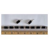 Sterling and Black Onyx Bracelet with Earrings