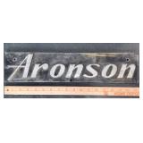 Vintage Aronson Metal Nameplate