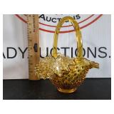 Fenton Amber Hobnail Basket
