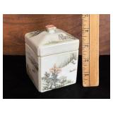 Chinese Porcelain Tea Caddy with Insert Cup