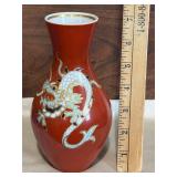 Wallendorf Porcelain Red Dragon Vase