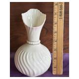 Belleek Pink Tinted Scroll Vase